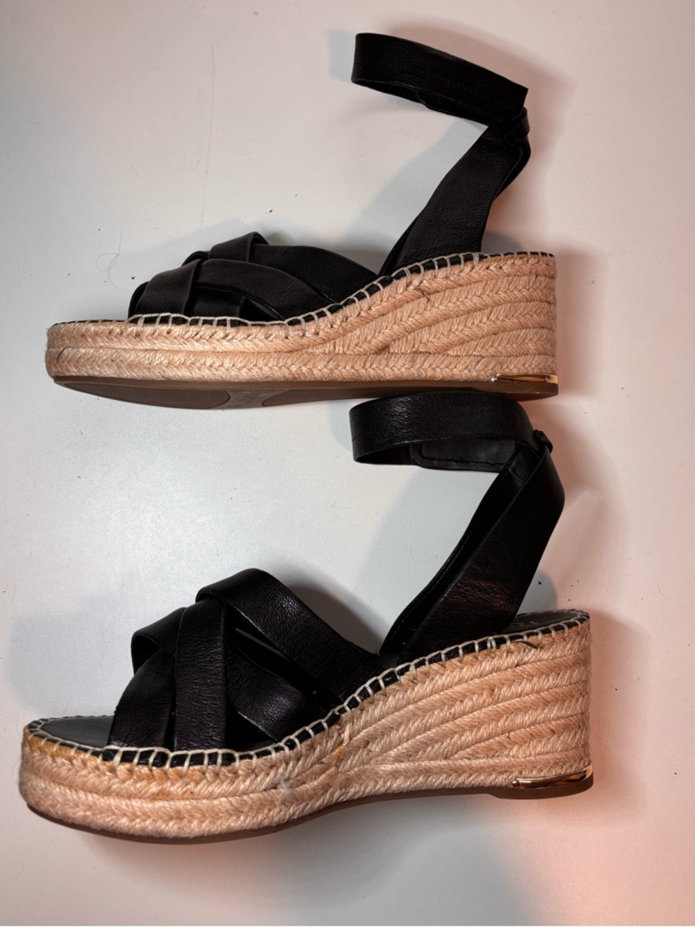 Franco Sarto black leather wedge sandals - Picture 7 of 8